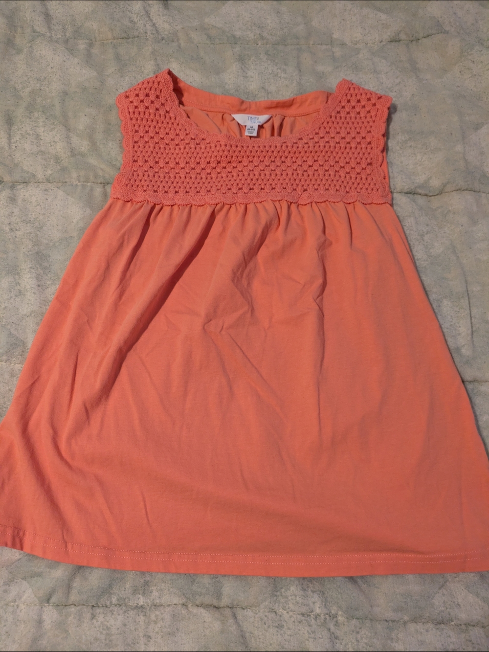 Women's Time and Tru Coral Crochet Yoke Sleeveless Top Size Medium
